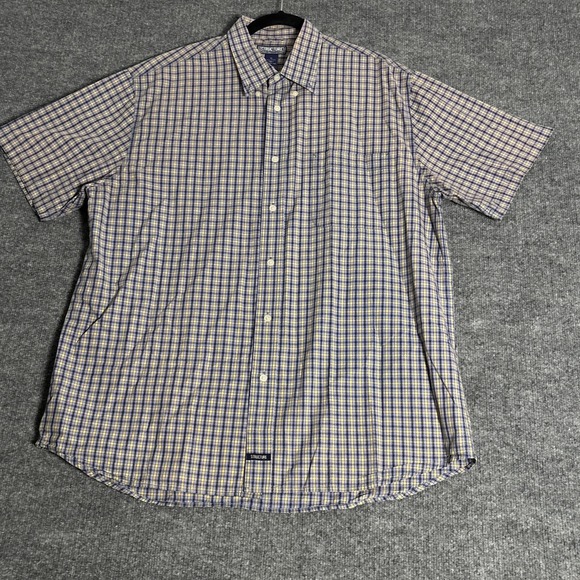Structure Other - Structure Shirt Mens XL Blue Yellow Plaid Button Down Short Sleeve Cotton Casual